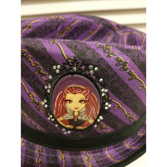 Mattel Ever After High Raven Queen girls purple black striped fedora hat NWT - Picture 3 of 5